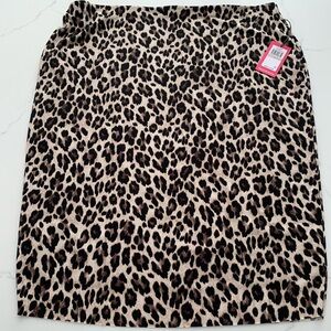 Vince Camuto 1X Animal Cheetah Print Black/Tan Stretch Skirt Full Lined NWT